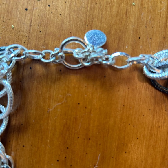 NWOT Beautiful Silver and Black Multi-Chain Necklace 9” Length - Picture 4 of 4